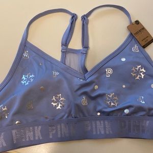 Pink active sports bra